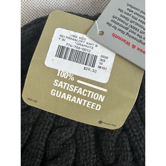 REI Beanie Hat Unisex Grey Cable Knit Winter Hat Warm Stretchy Beanie NWT - Picture 4 of 4